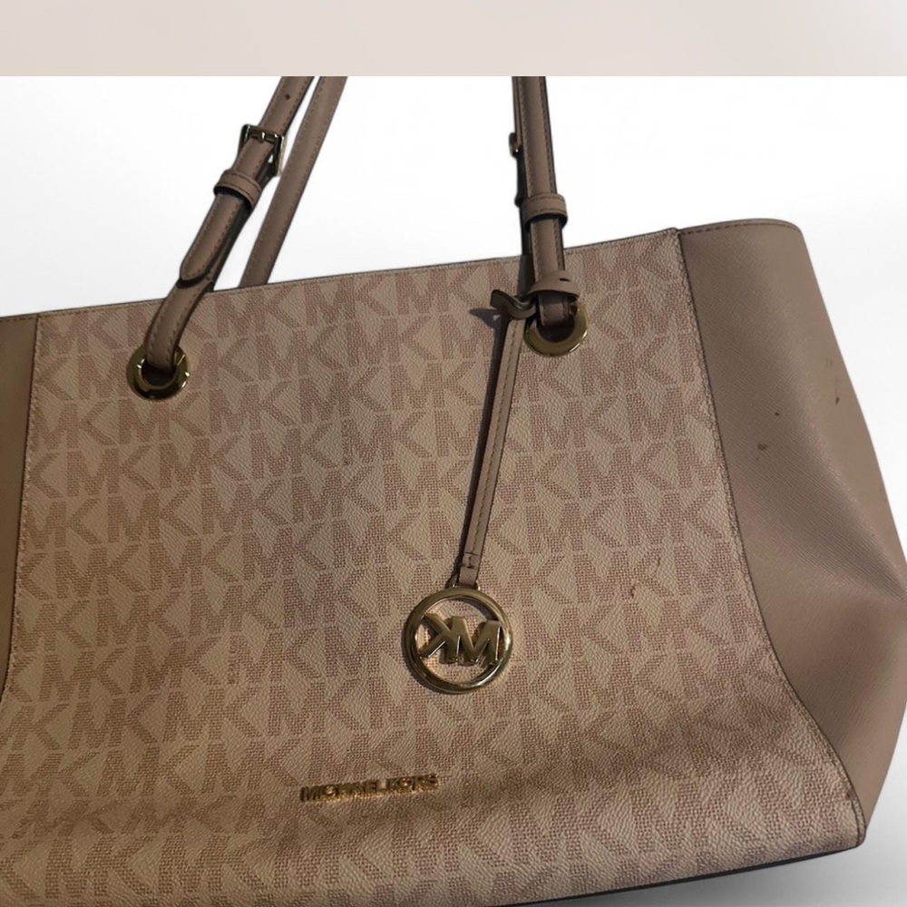 MICHAEL Michael Kors Tan Tote with Monogram Pattern